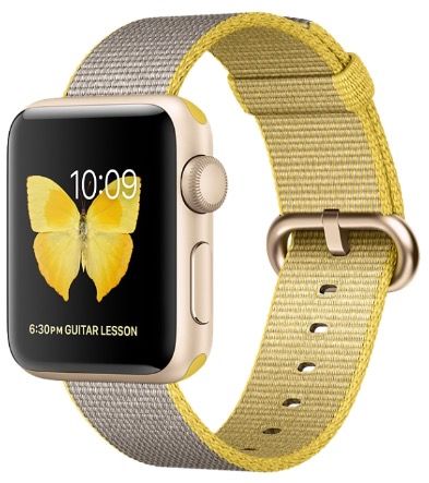 Apple Watch Series 2 38mm Gold Aluminum with Woven Nylon Yellow