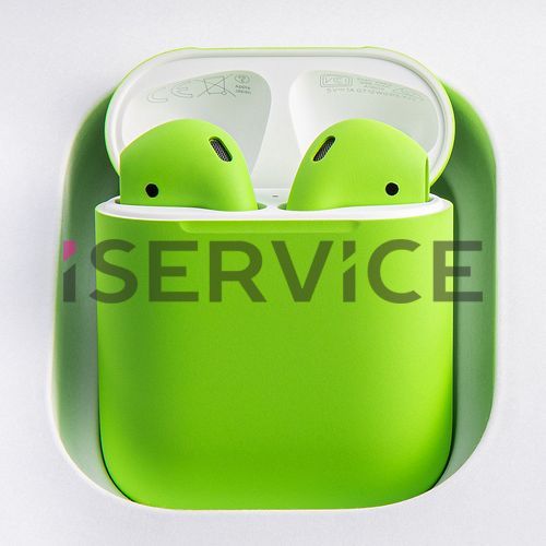 Беспроводные наушники Apple AirPods 2 Ярко-зеленый матовый (2019) в зарядном футляре