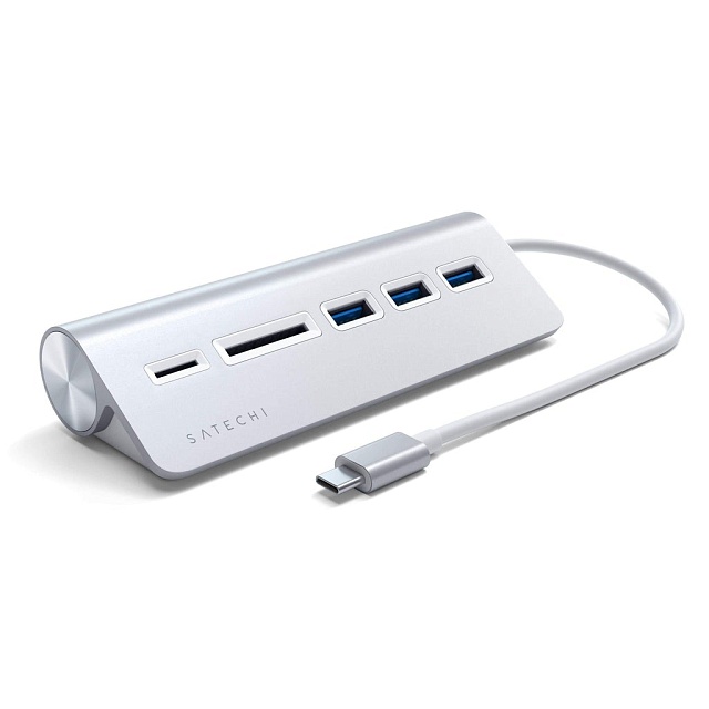 Адаптер Satechi Aluminum USB 3.0 Hub & Card Reader ST-TCHCRS, серебристый