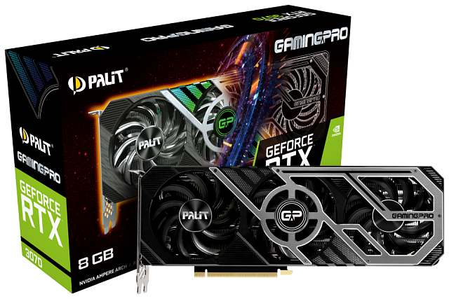 Видеокарта Palit RTX3070 GAMINGPRO 8G GDDR6 256bit 3-DP HDMI V1