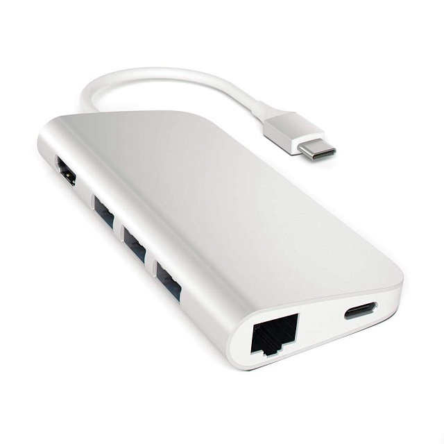 Адаптер Satechi Multi-Port adapter, Type-C, 8 в 1 ST-TCMAS, серебристый